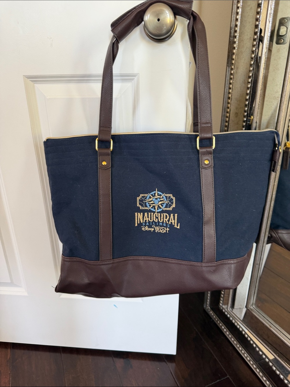 Disney Cruise Line Wish Inaugural Sailings Navy and Brown Tote Bag